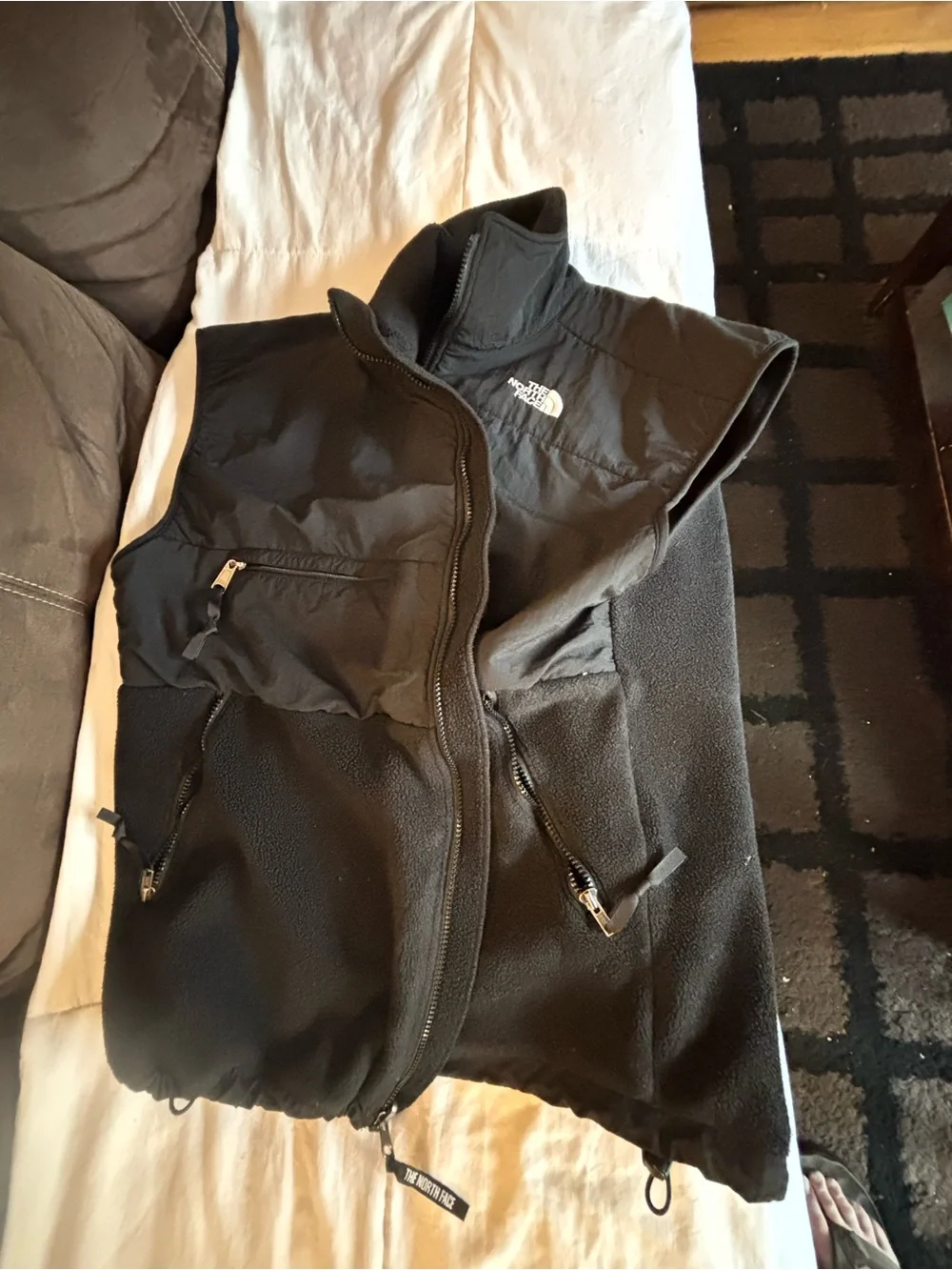 The North Face Black Insulated Fleece-Trim Vest,Polartec vintage sleeveless vest